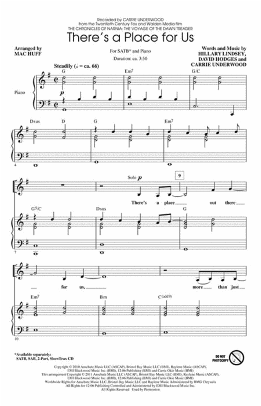 There's a Place for Us 4-Part scores gallery preview page 2