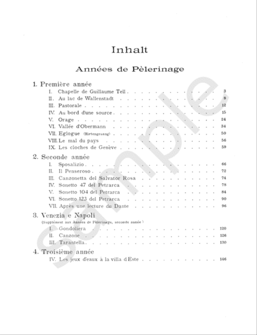 Années de Pèlerinage for Piano