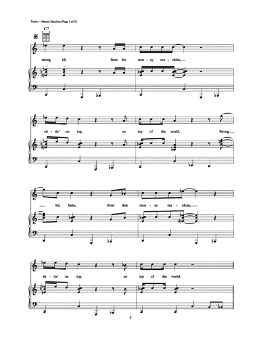 Money Machine Piano, Vocal, Guitar scores gallery preview page 5