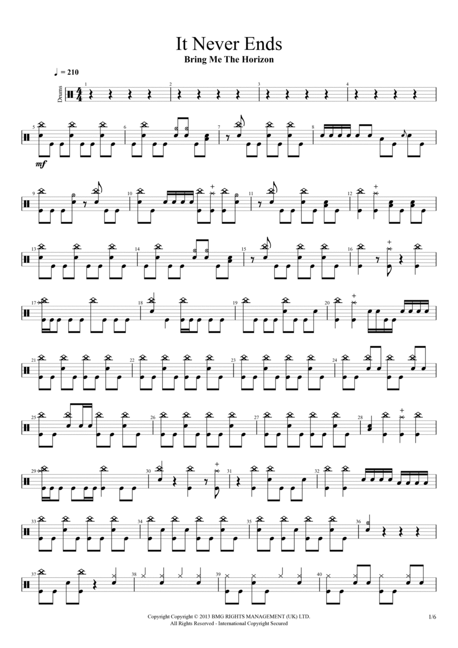 It Never Ends Drum Set scores gallery preview page 1