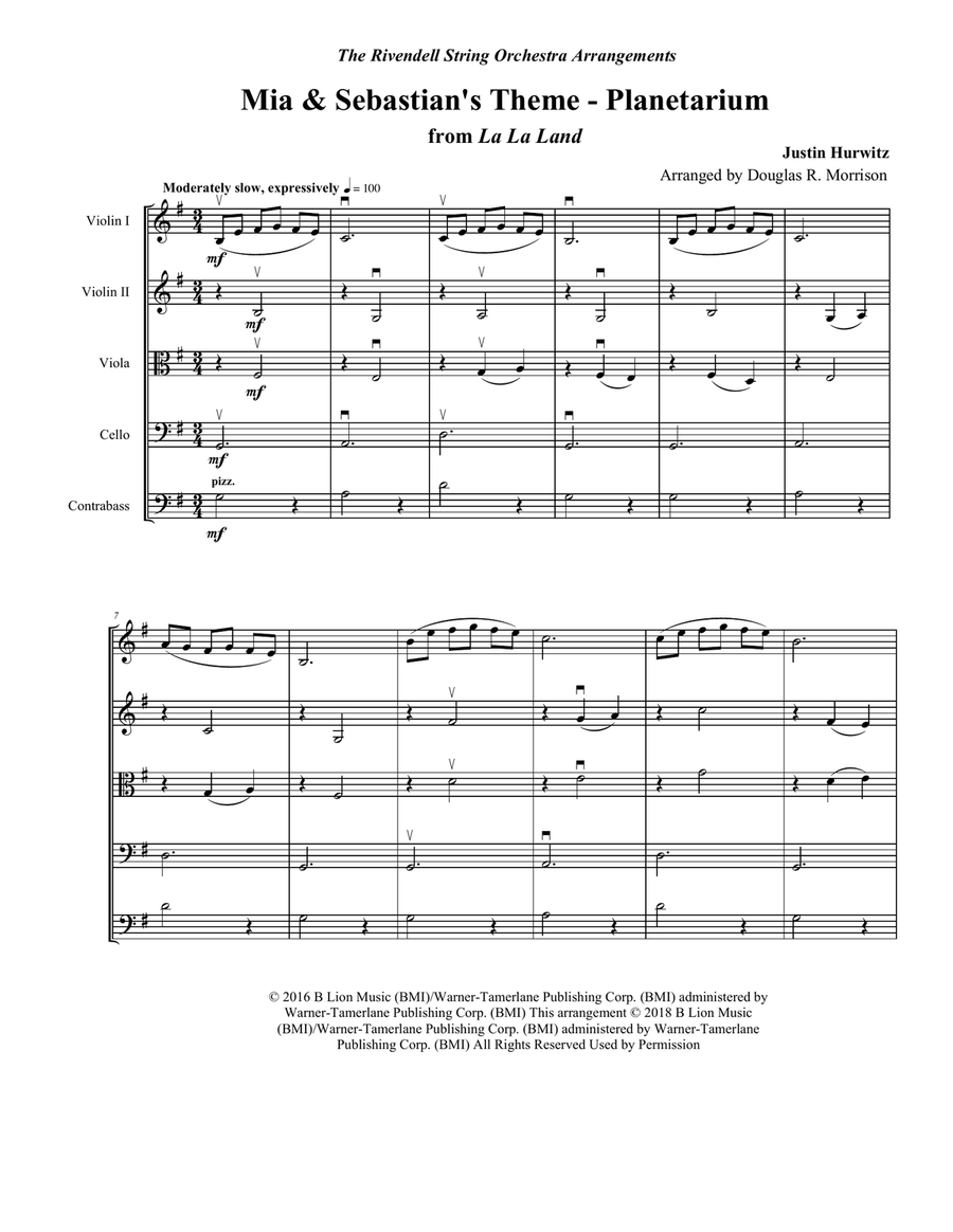 Mia & Sebastian's Theme String Orchestra scores gallery preview page 2