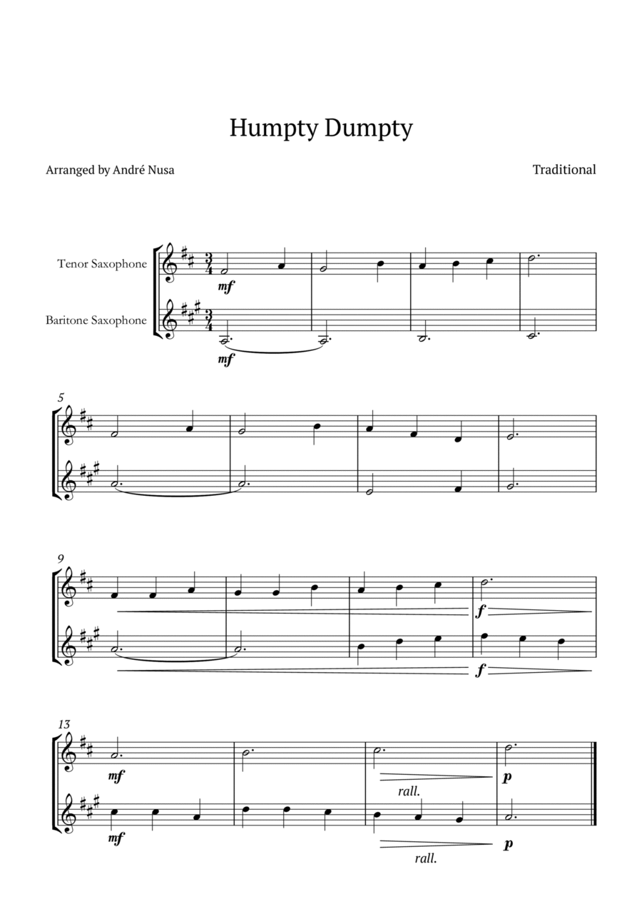 Humpty Dumpty Woodwind Duet scores gallery preview page 1