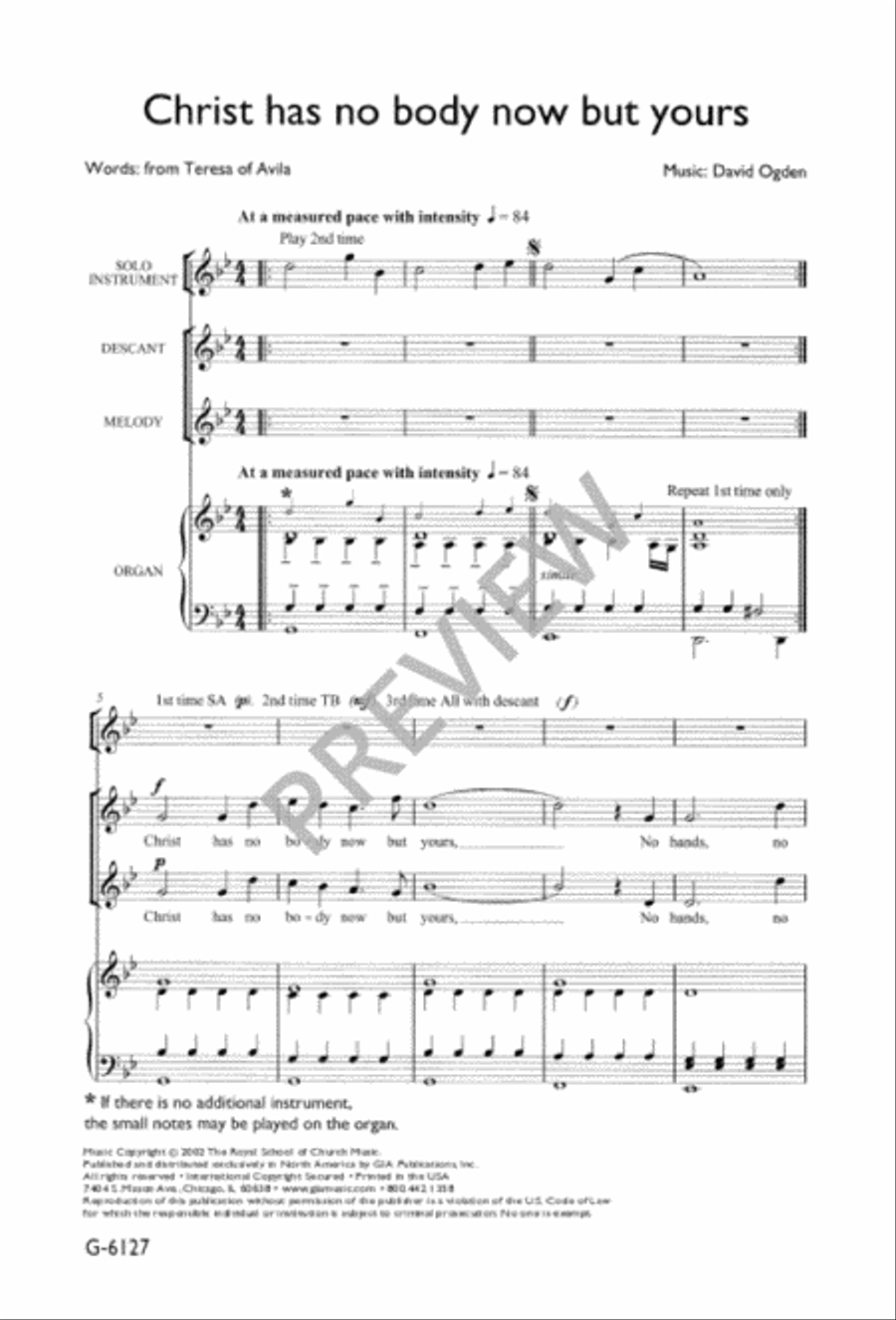 Christ Has No Body Now but Yours Unison Choir scores gallery preview page 3