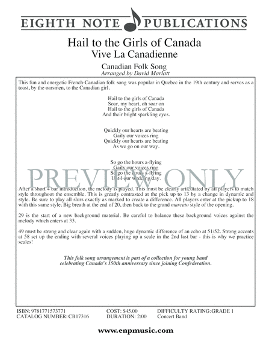 Hail to the Girls of Canada Concert Band scores gallery preview page 3