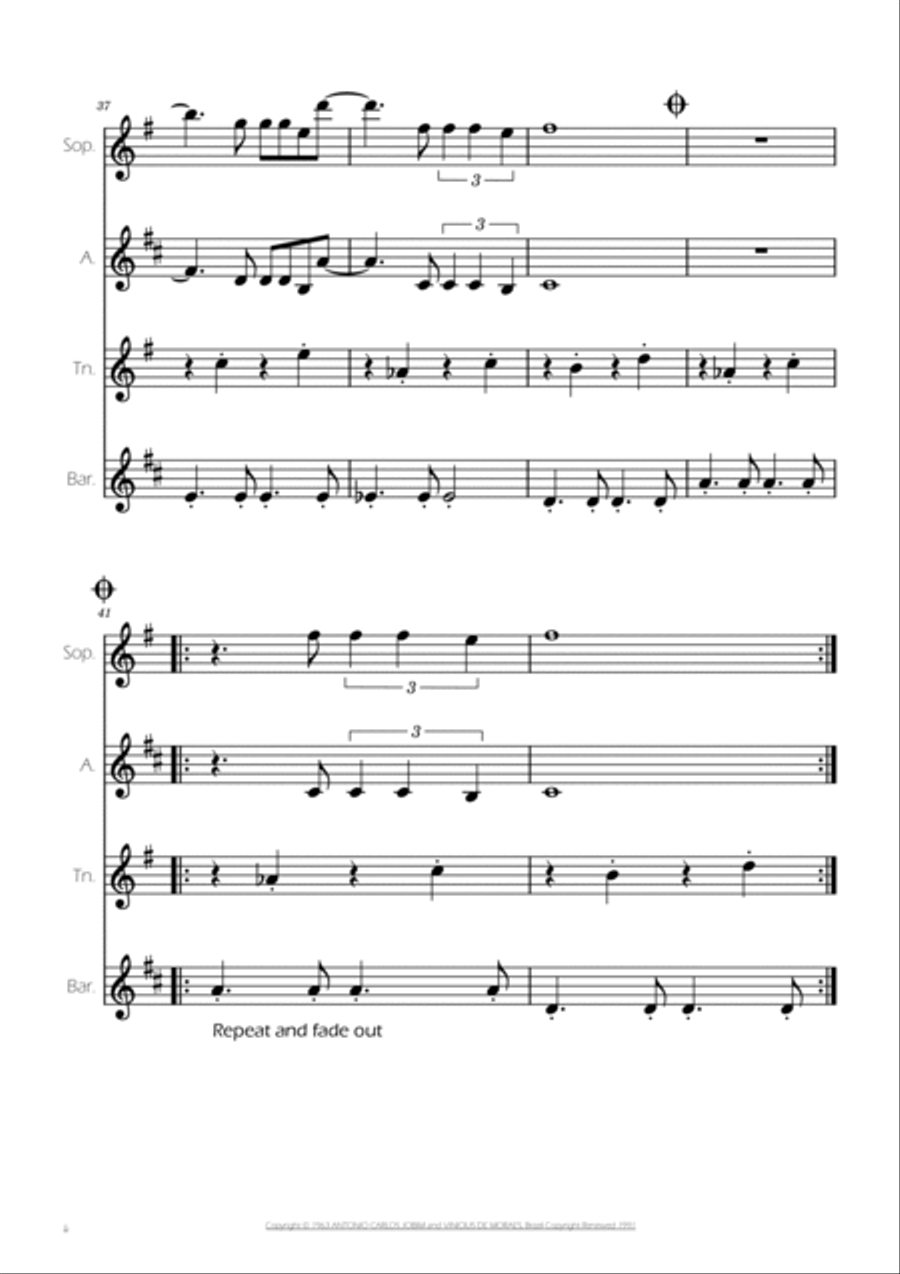 The Girl From Ipanema (garôta De Ipanema) Saxophone Quartet scores gallery preview page 6