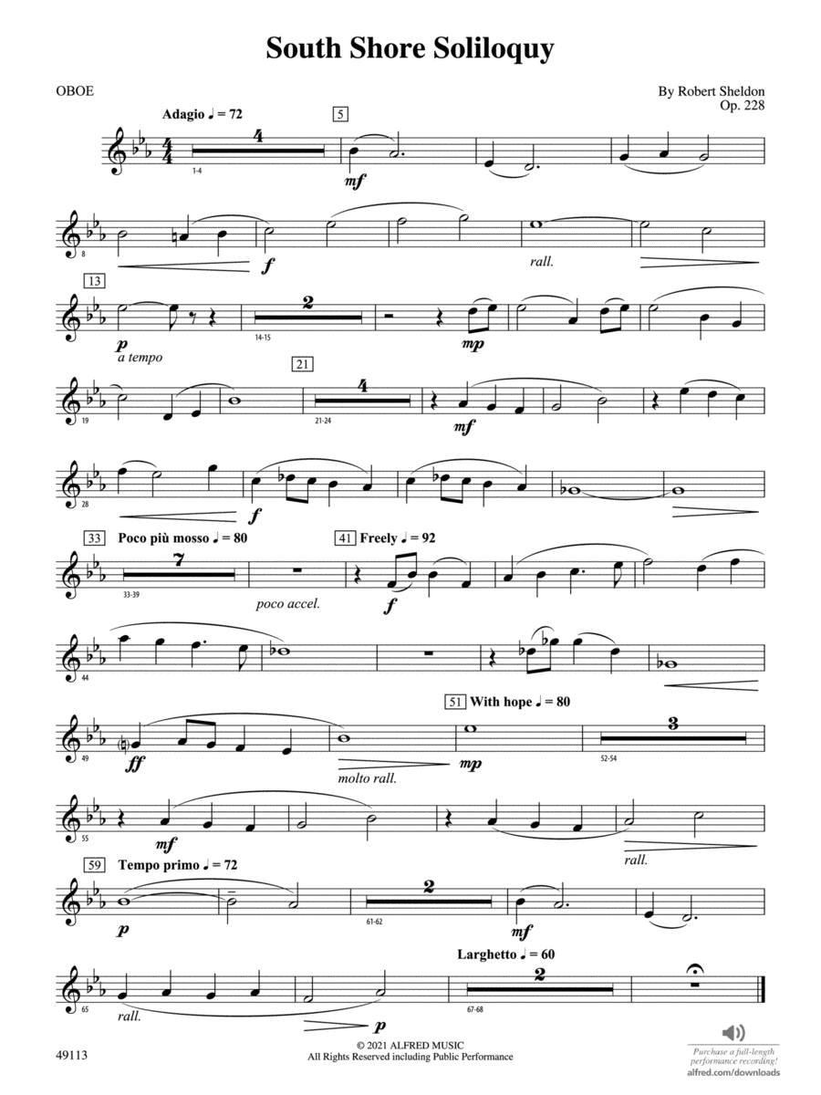 South Shore Soliloquy: Oboe Concert Band scores gallery preview page 1