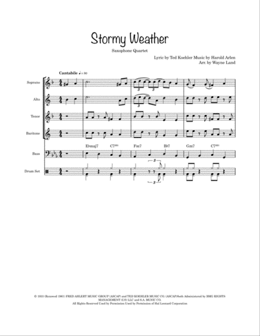 Stormy Weather Saxophone Quartet scores gallery preview page 2