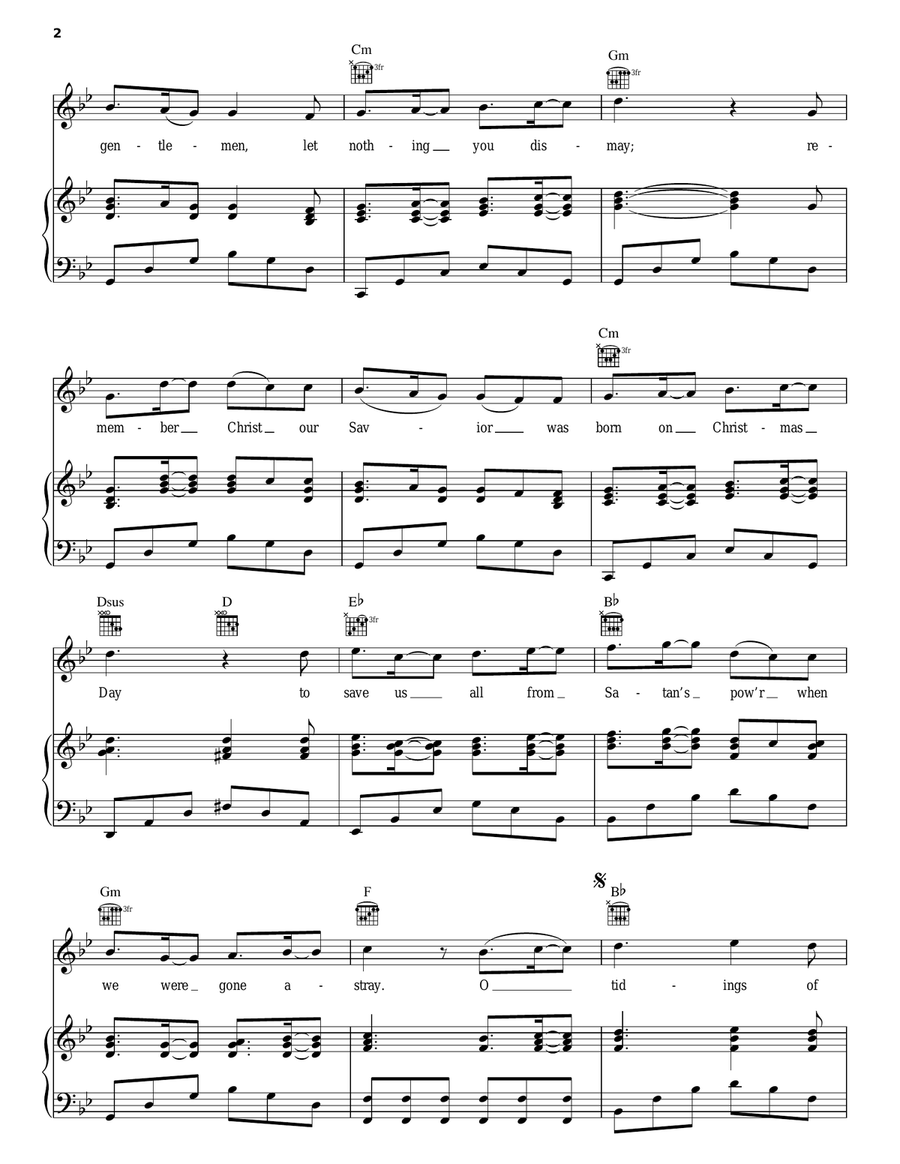 God Rest Ye Merry Gentlemen Piano, Vocal, Guitar scores gallery preview page 2
