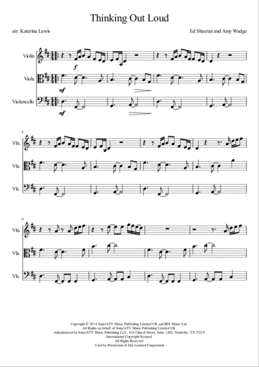 Thinking Out Loud String Trio scores gallery preview page 1