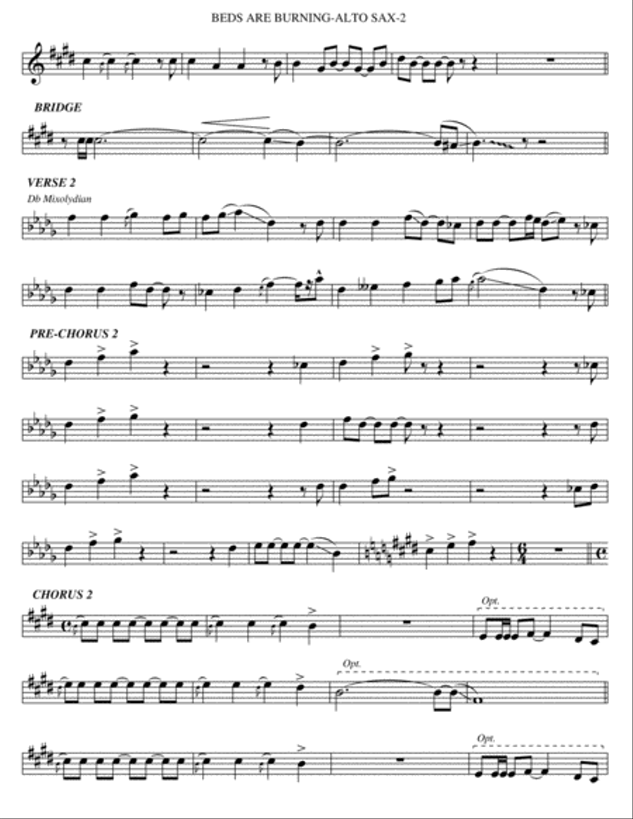 Beds Are Burning Alto Saxophone scores gallery preview page 2