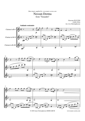 Book cover for Nessun Dorma - Clarinet Trio