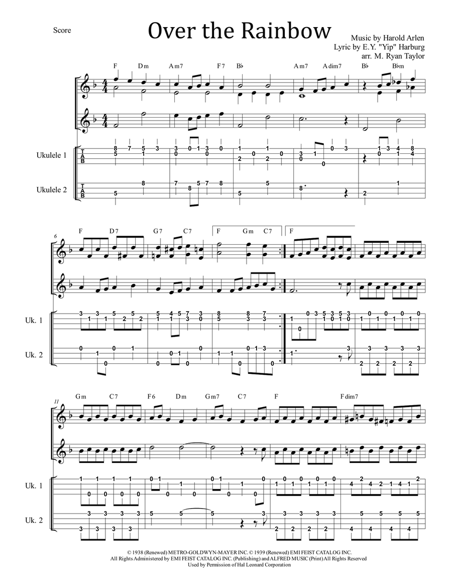 Over The Rainbow Over The Rainbow Ukulele scores gallery preview page 1