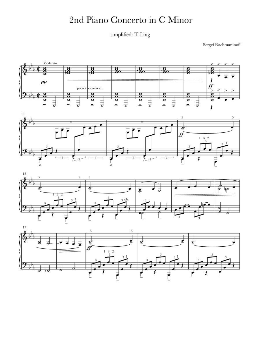Piano Concerto No. 2 in C minor (first movement) Piano Solo scores gallery preview page 1