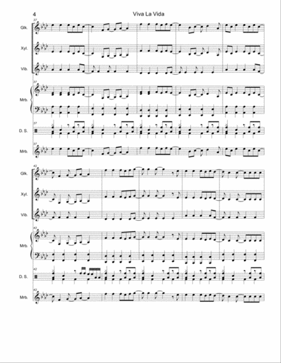 Viva La Vida Viva La Vida Percussion Ensemble scores gallery preview page 5