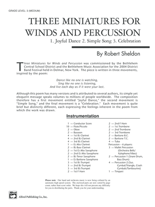 Three Miniatures for Winds and Percussion: Score