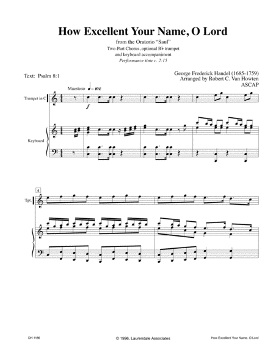 How Excellent Your Name, O Lord 2-Part scores gallery preview page 2