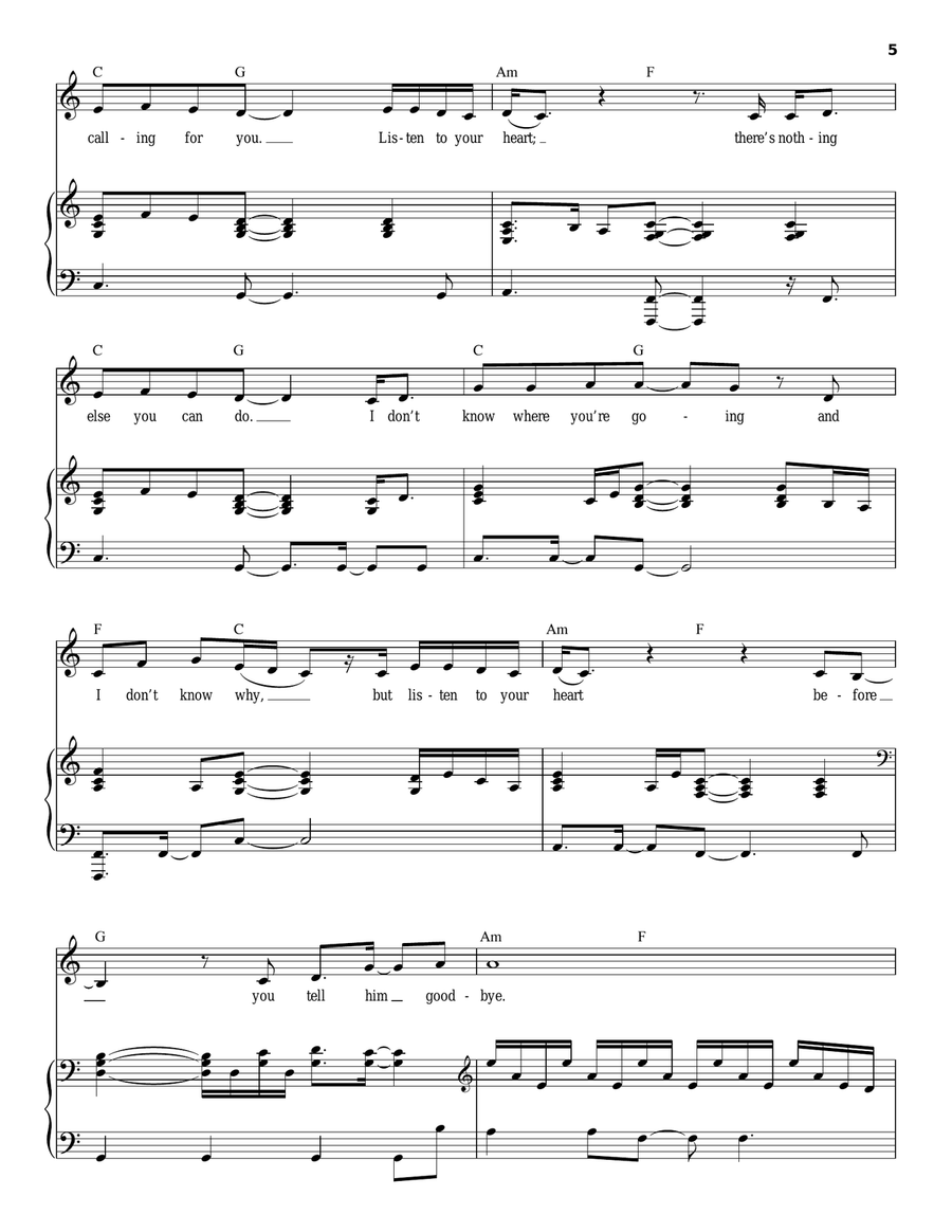 Listen To Your Heart Piano, Vocal scores gallery preview page 5