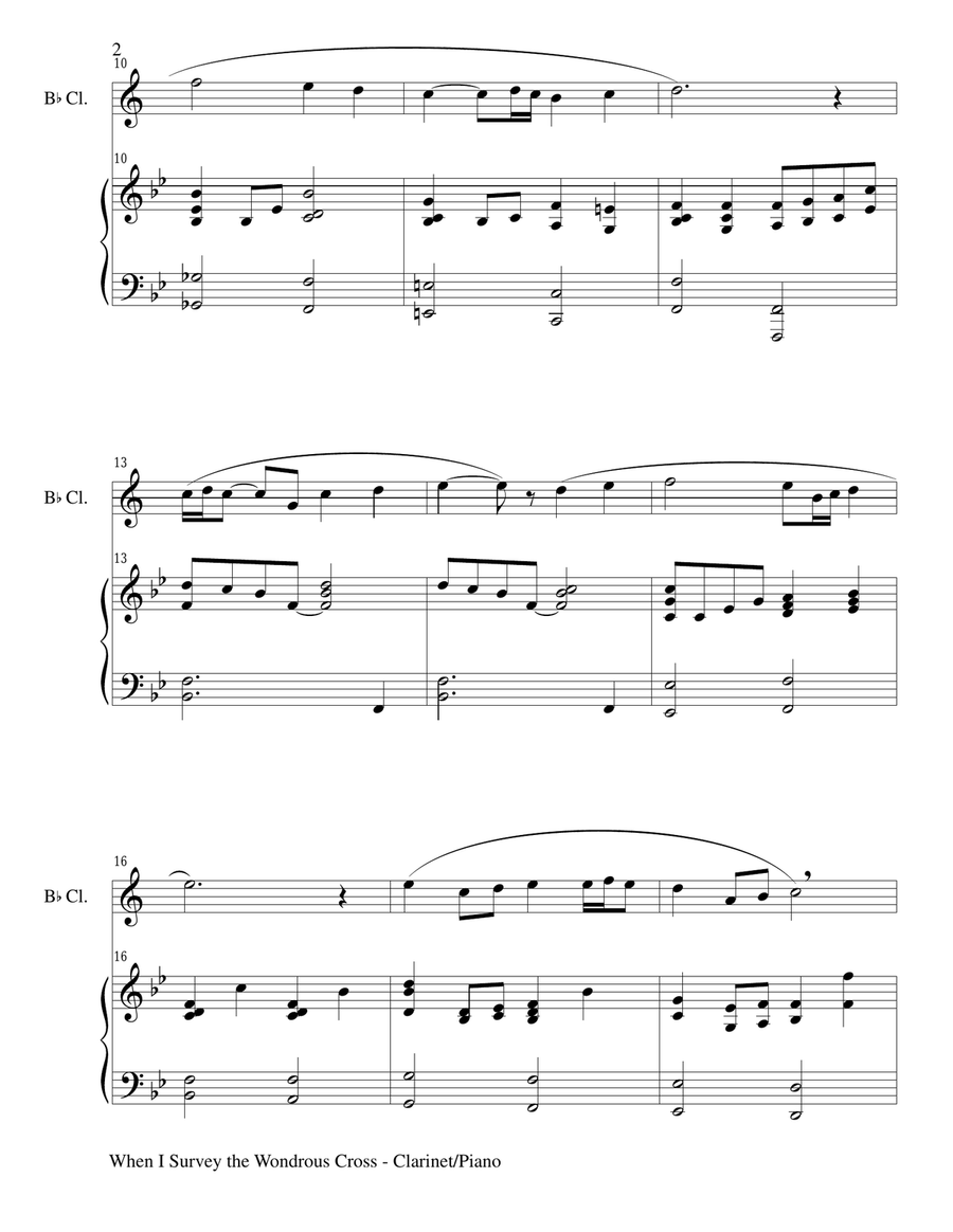 Gary Lanier: 3 HYMNS of THE CROSS (Duets for Bb Clarinet & Piano) Woodwind Duet scores gallery preview page 4