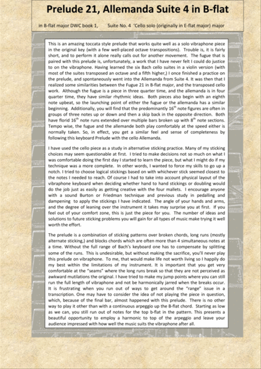 Prelude and Allemanda in B-flat for solo vibraphone Vibraphone scores gallery preview page 2