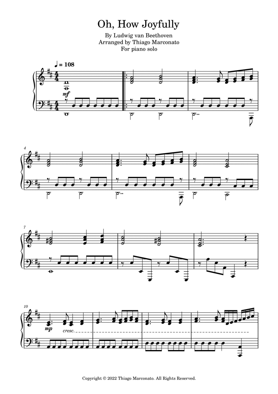Oh, How Joyfully Oh, How Joyfully Piano Solo scores gallery preview page 1