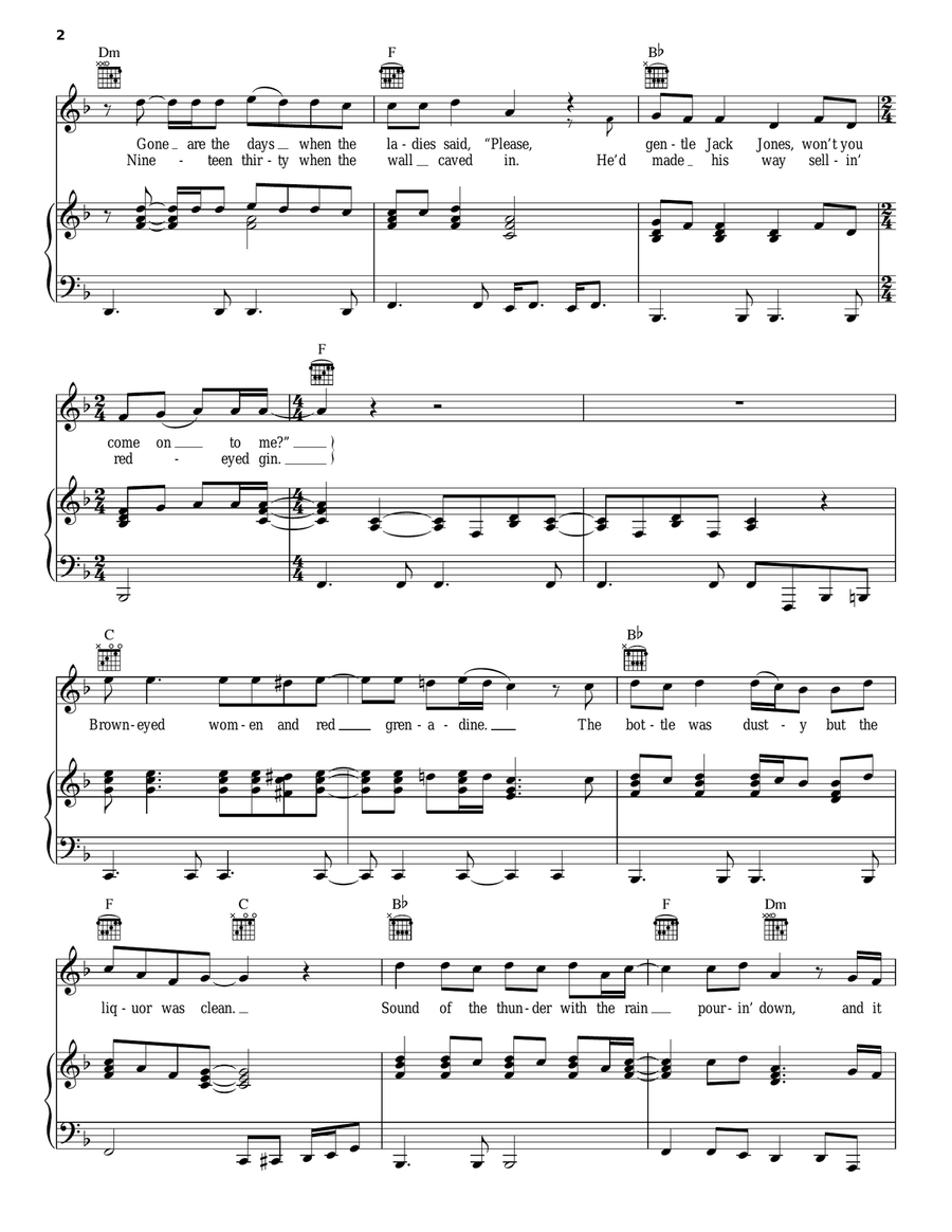Brown-Eyed Women Piano, Vocal, Guitar scores gallery preview page 2