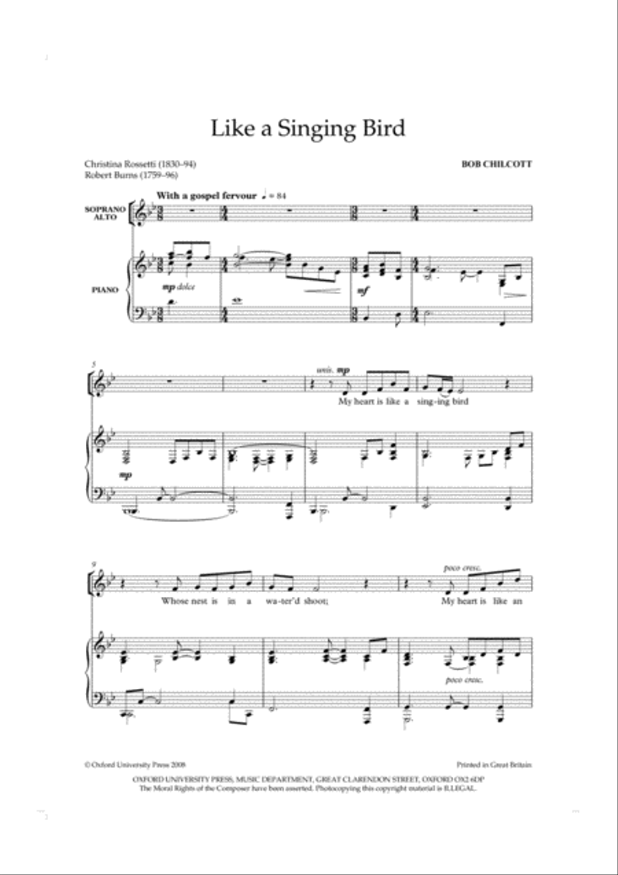 Like a Singing Bird 4-Part scores gallery preview page 3