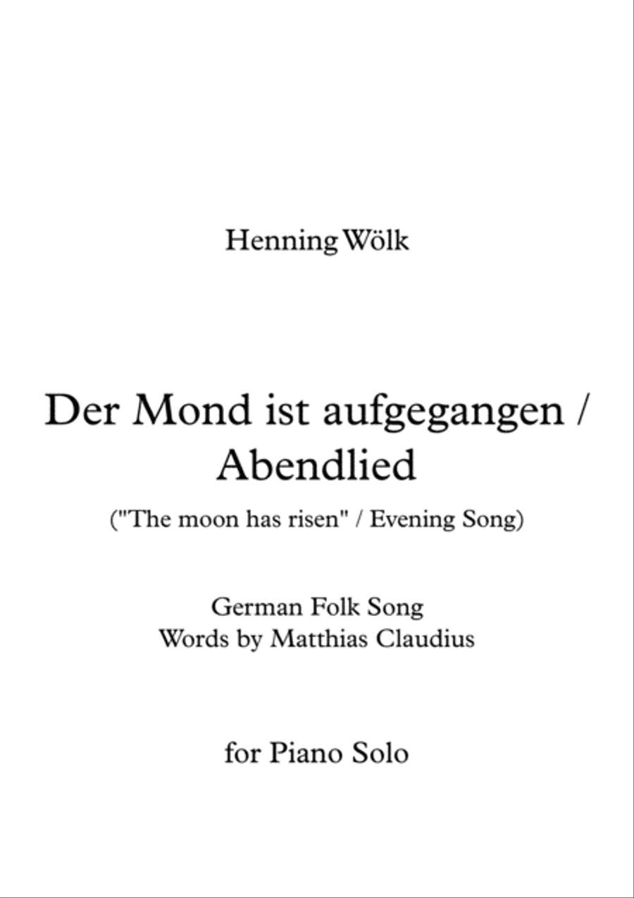 Der Mond ist aufgegangen / Abendlied (Evening Song) Piano Solo scores gallery preview page 1