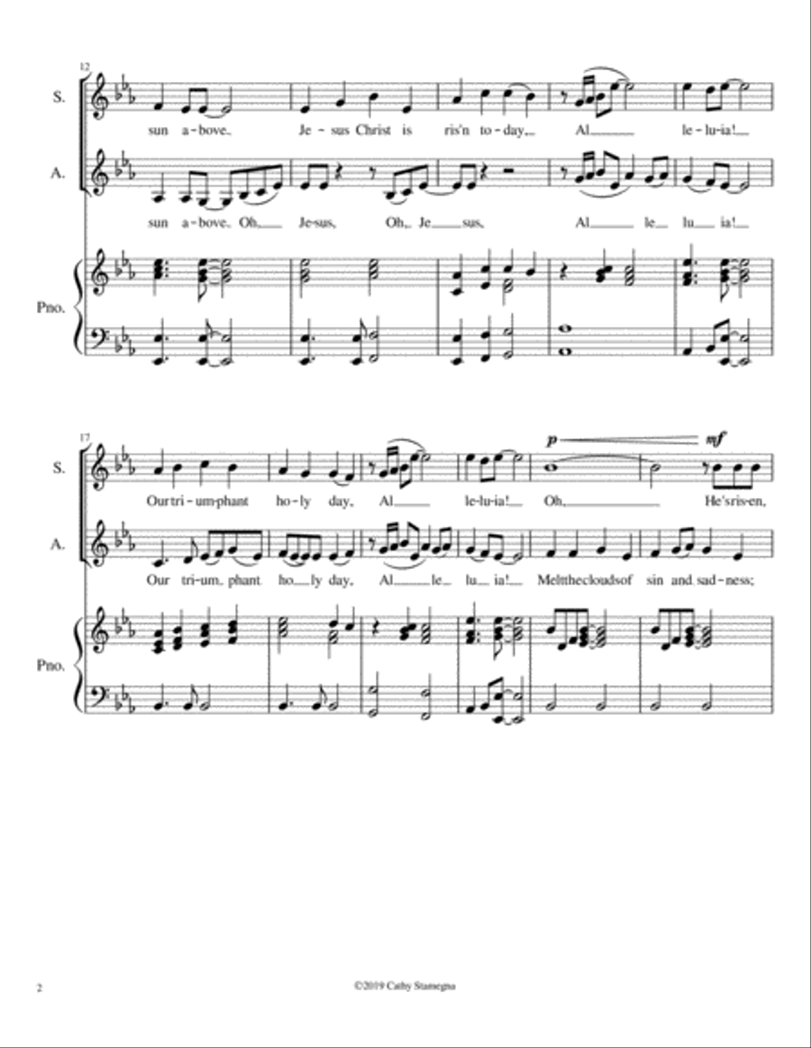 Joyful, Joyful We Adore Thee (with "Jesus Christ is Risen Today") Duet for Soprano/Alto Solo, Piano image number null