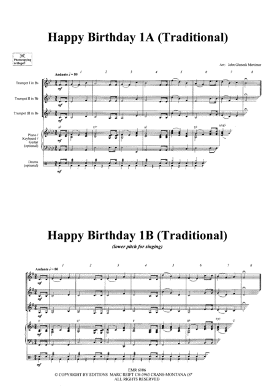 Happy Birthday Trumpet Trio scores gallery preview page 3