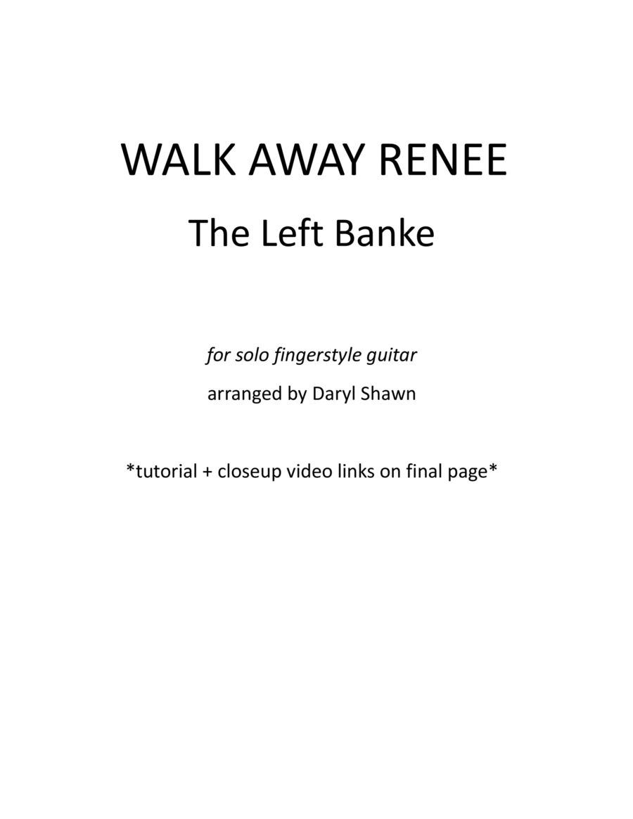 Walk Away Renee Guitar Tablature scores gallery preview page 1