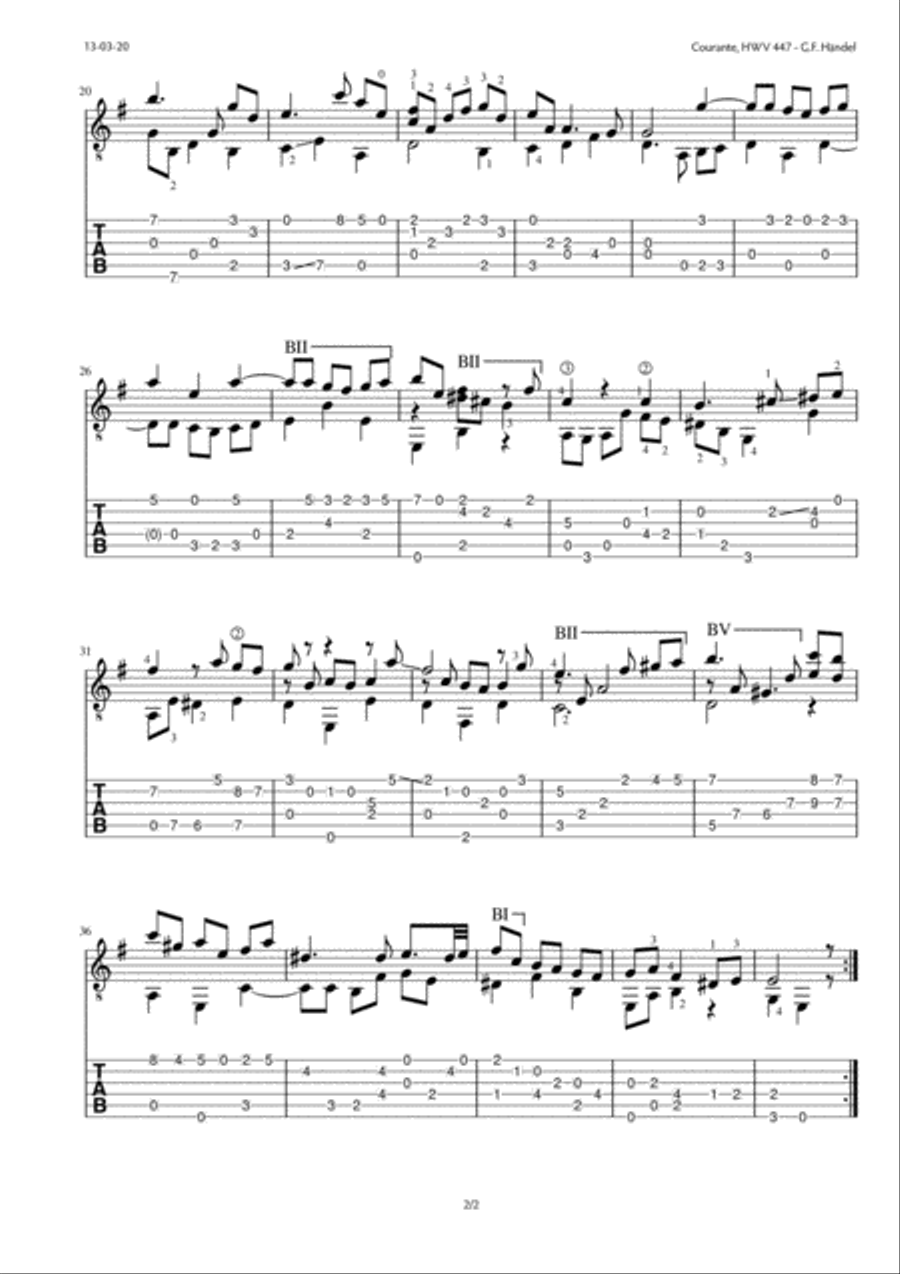 Suite in D minor, HWV 447 Classical Guitar scores gallery preview page 5