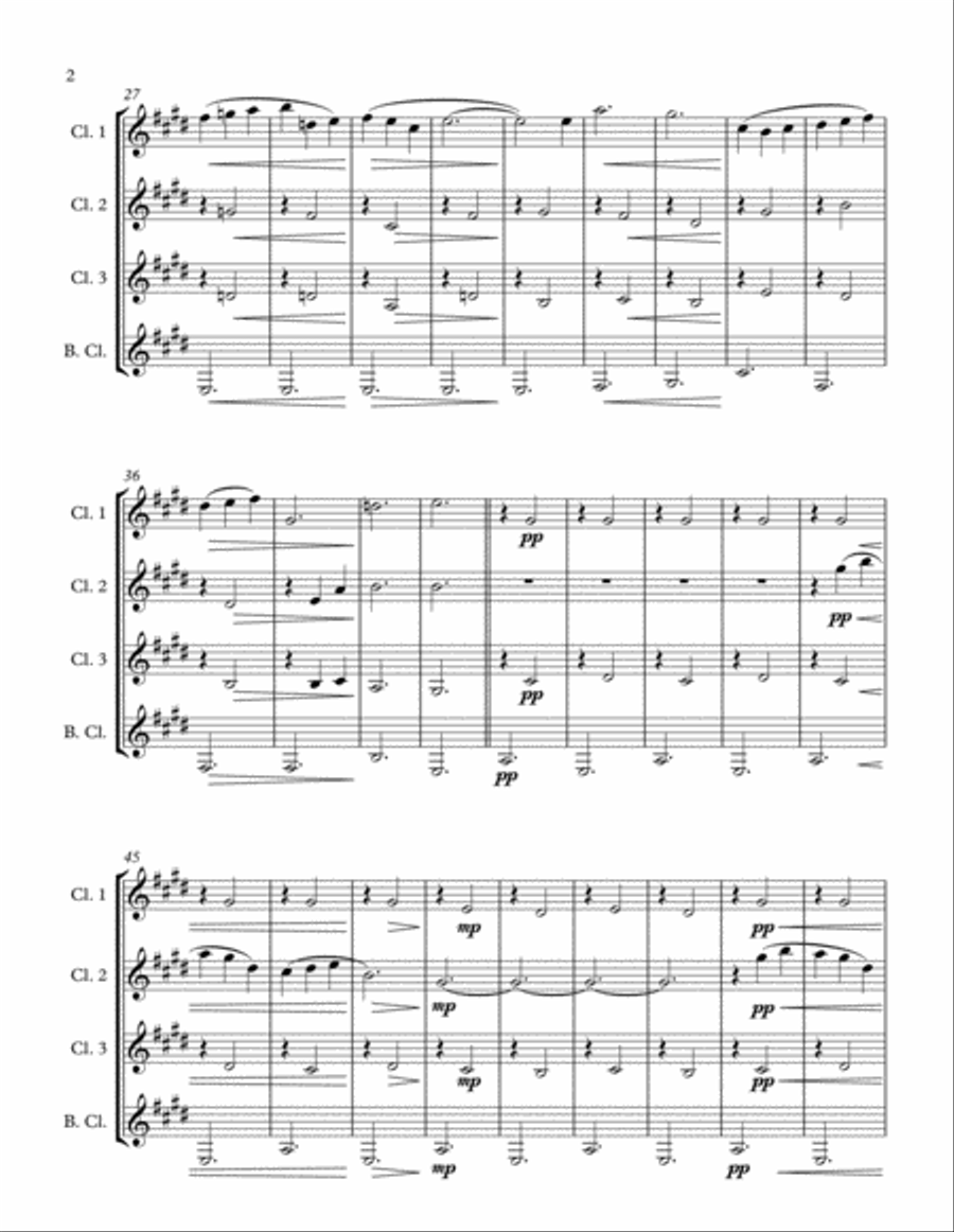 Three Gymnopedies (Clarinet Quartet) Clarinet Quartet scores gallery preview page 2