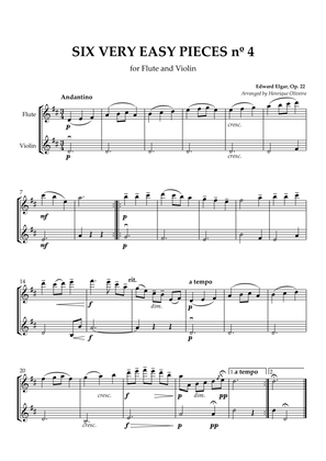 Book cover for Six Very Easy Pieces nº 4 (Andantino) - Flute and Violin