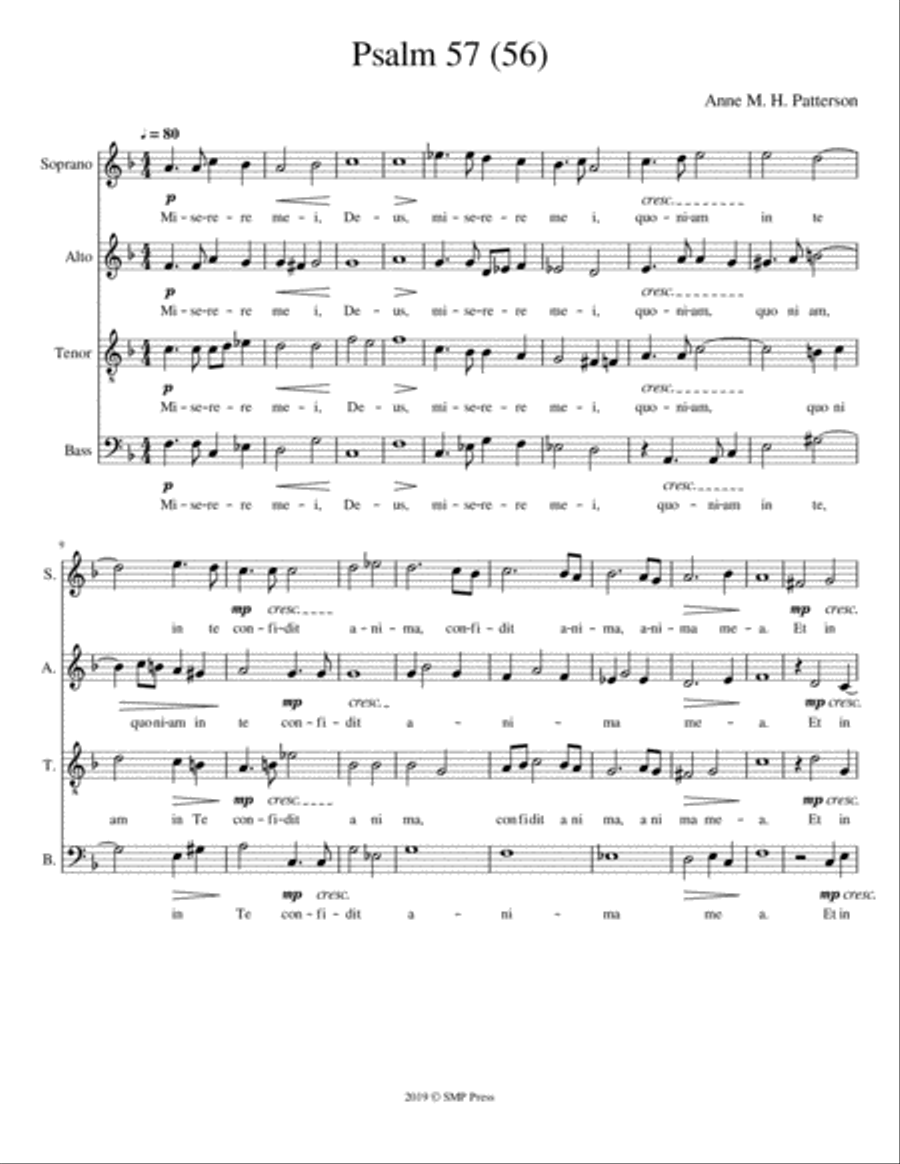 Psalm 57 (56):1--SATB 4-Part scores gallery preview page 1