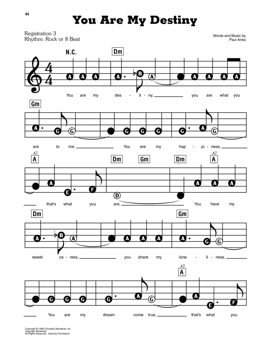 You Are My Destiny Electronic Keyboard scores gallery preview page 1