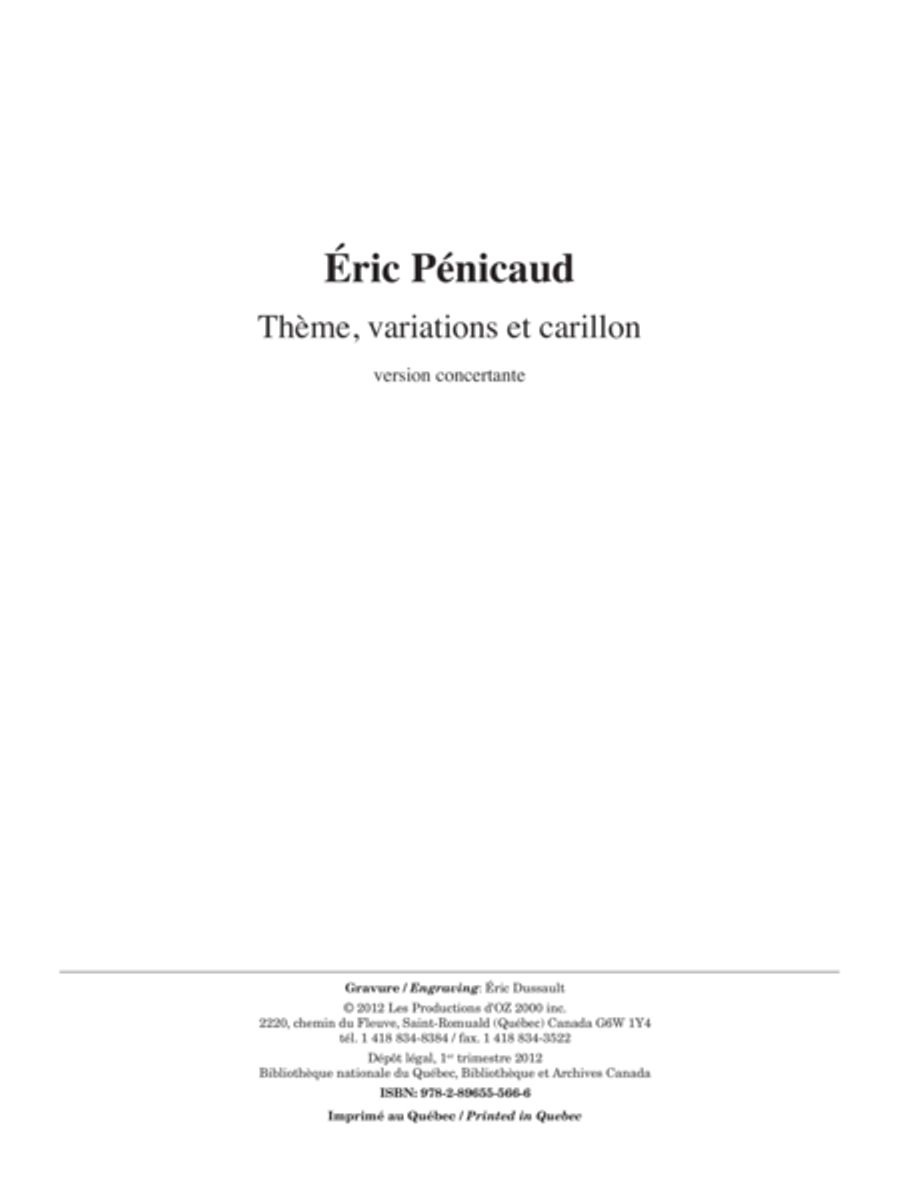 Thème, variations et carillon (version concertante) Guitar Ensemble scores gallery preview page 1