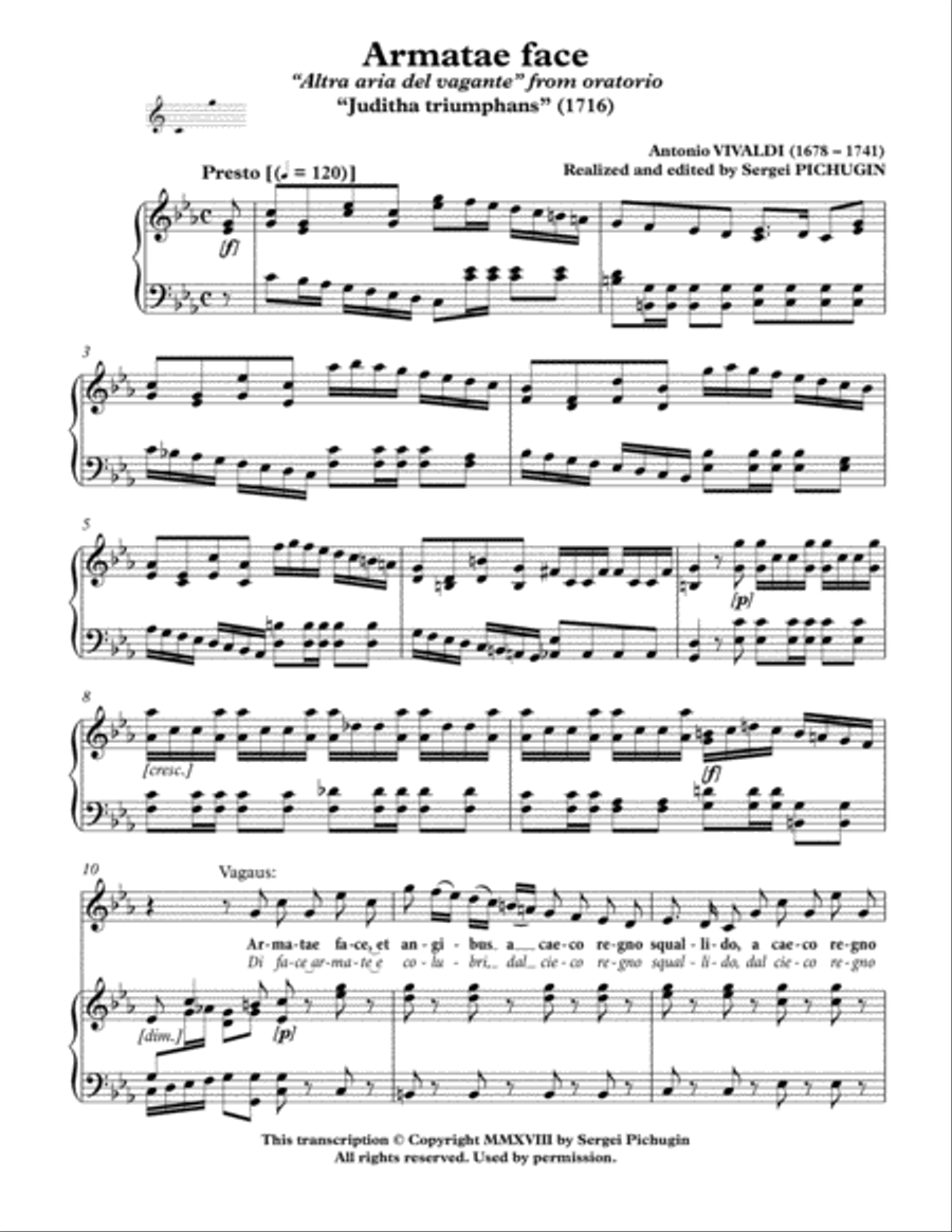 VIVALDI, Antonio: Armatae face, aria from the oratorio 