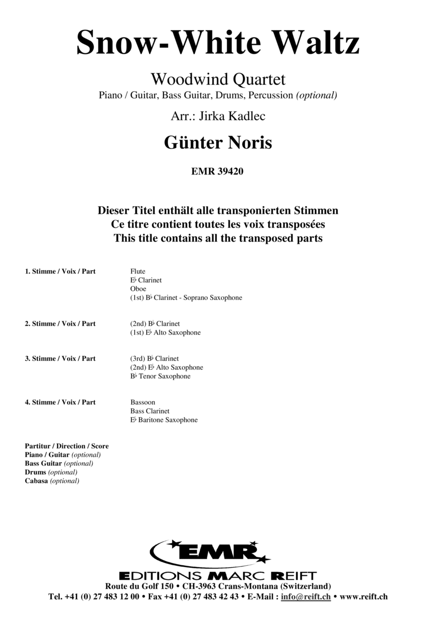 Snow-White Waltz Snow-White Waltz Woodwind Quartet scores gallery preview page 1