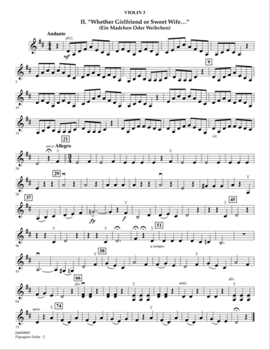 Papageno Suite - Violin 3 (Viola Treble Clef) Viola scores gallery preview page 2