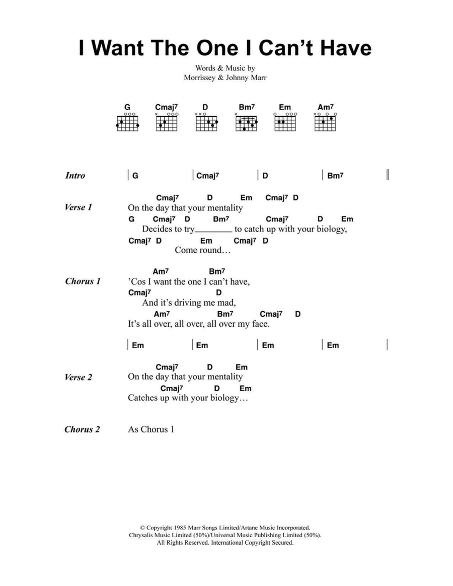 I Want The One I Can't Have Easy Guitar scores gallery preview page 1