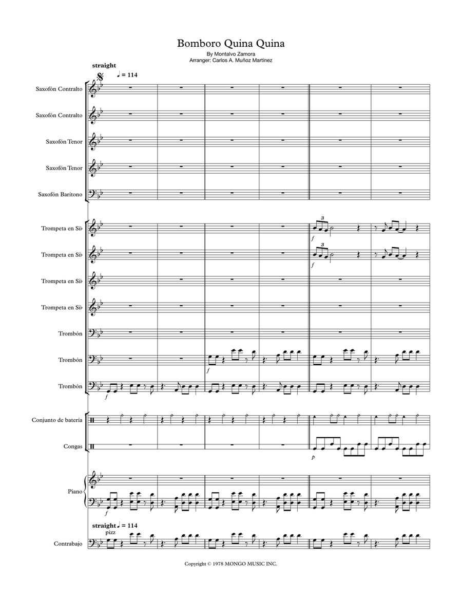 Bomboro Quina Quina Percussion Ensemble scores gallery preview page 1