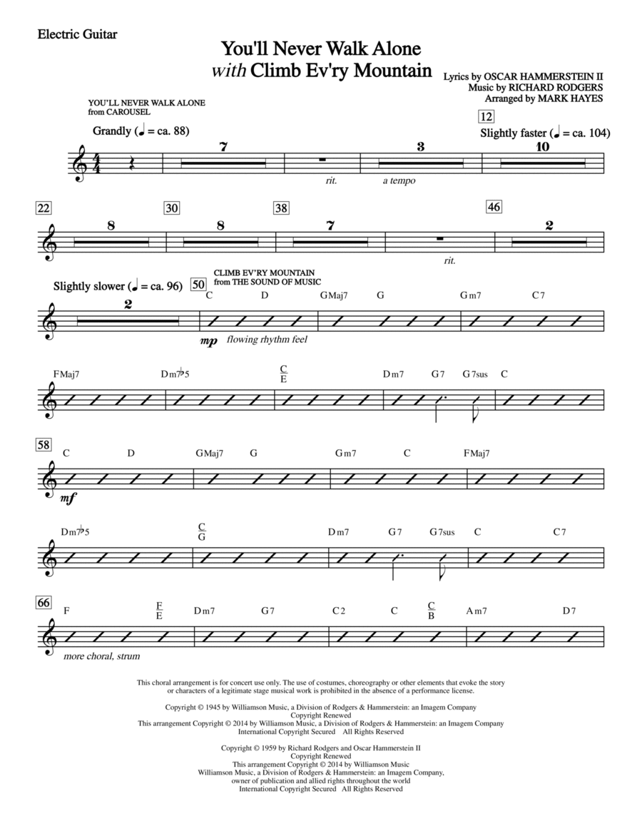 You'll Never Walk Alone (with Climb Every Mountain) - Electric Guitar Choir scores gallery preview page 1