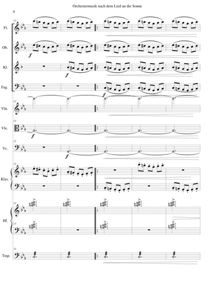ATON part 6-Orchestermusik nach dem Lied an die Sonne - woodwind, strings, piano, harp, timpani by David Warin Solomons Harp - Digital Sheet Music