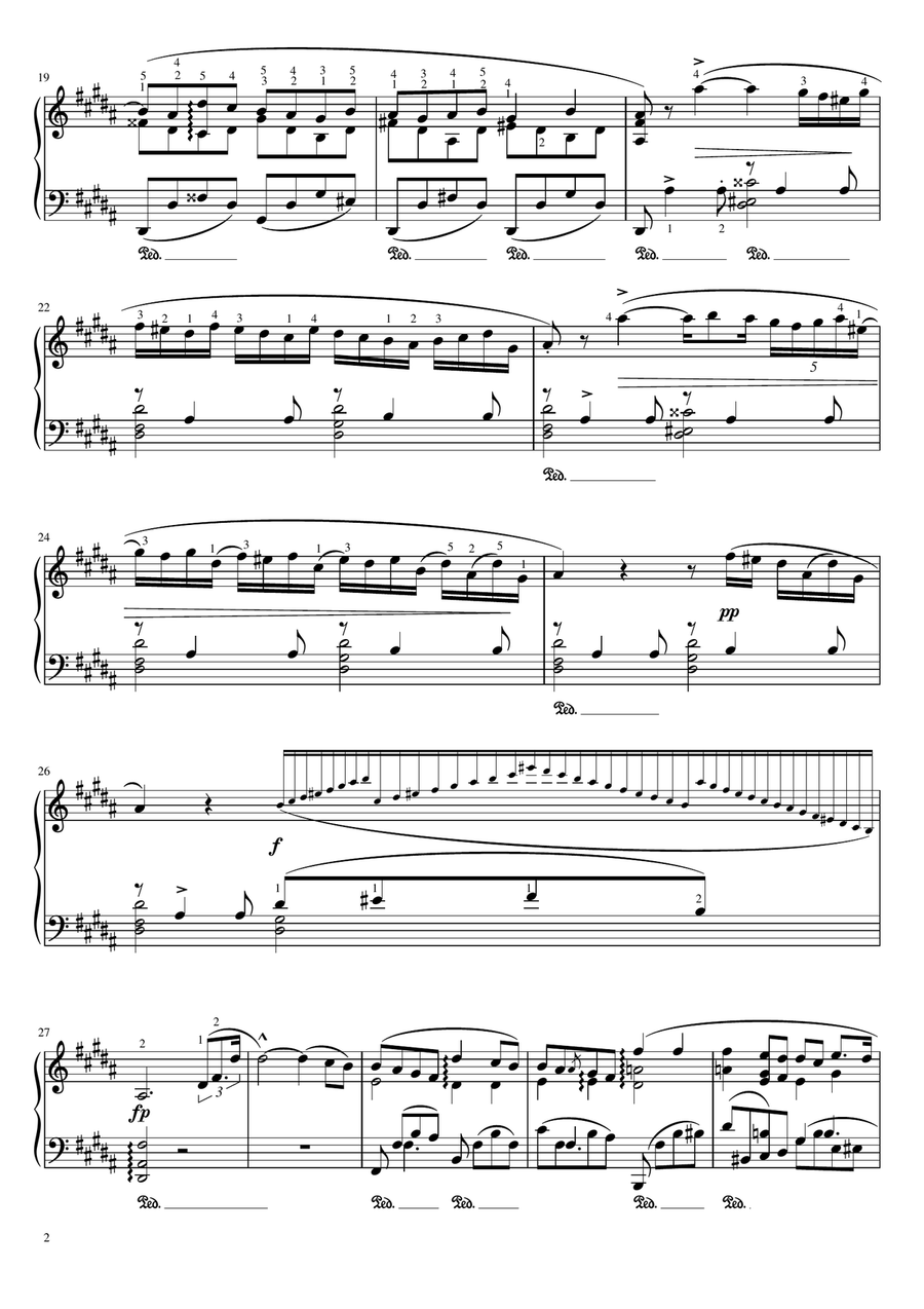 Chopin - Nocturnes Op.62 No.1 in B Major Andante - Original With Fingering For Piano Solo Piano Solo scores gallery preview page 2