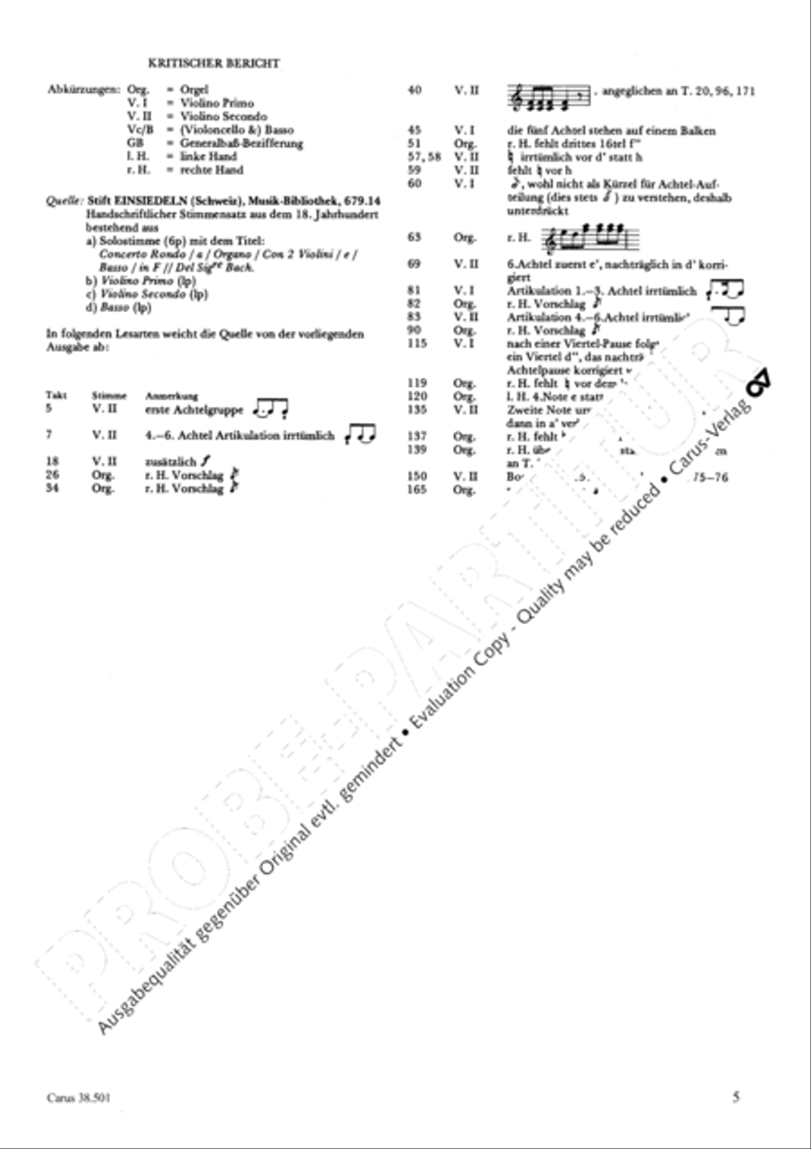 Organ Concerto in F major (Orgelkonzert in F) Violin scores gallery preview page 8