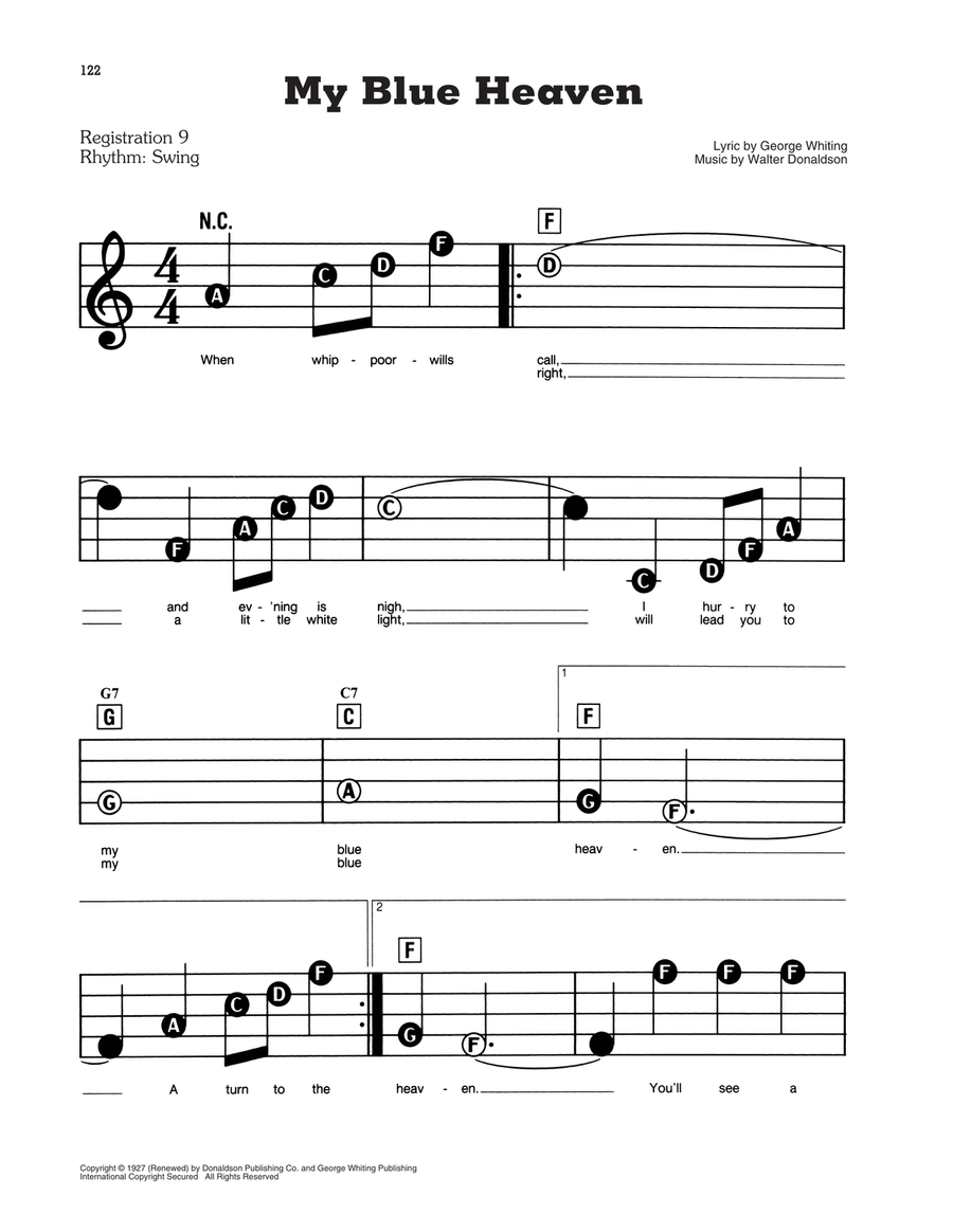 My Blue Heaven Electronic Keyboard scores gallery preview page 1
