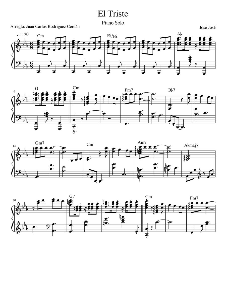 El Triste Piano Solo scores gallery preview page 1