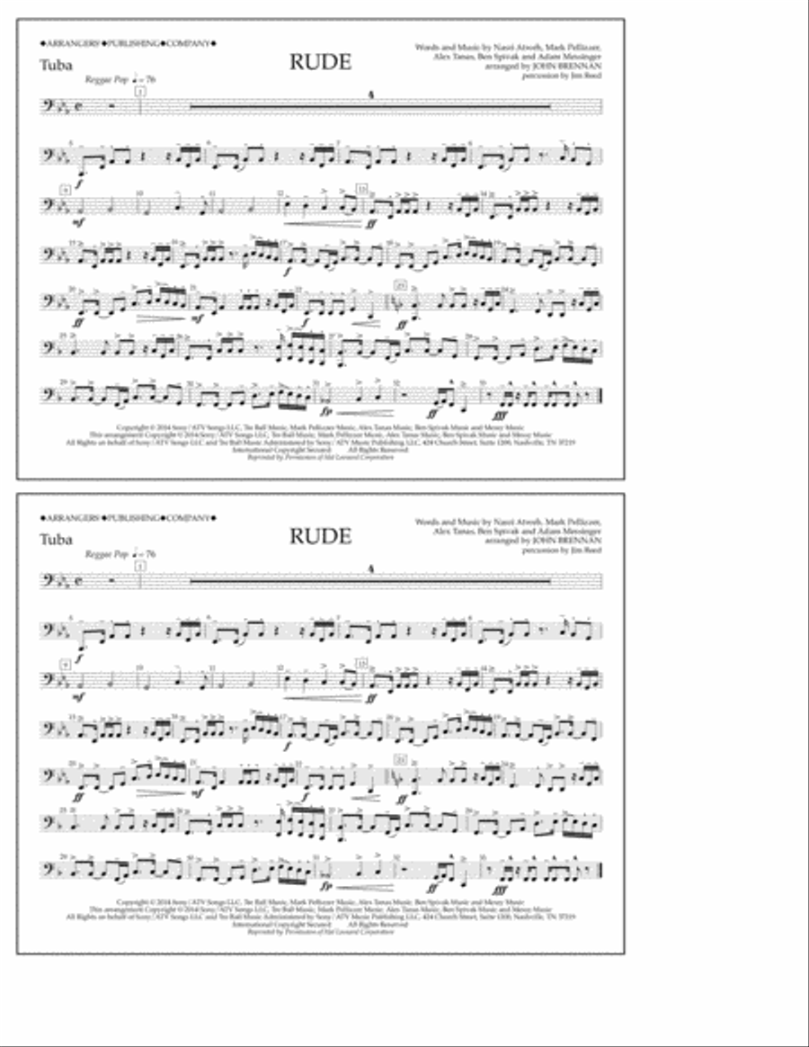 Rude - Tuba Marching Band scores gallery preview page 1