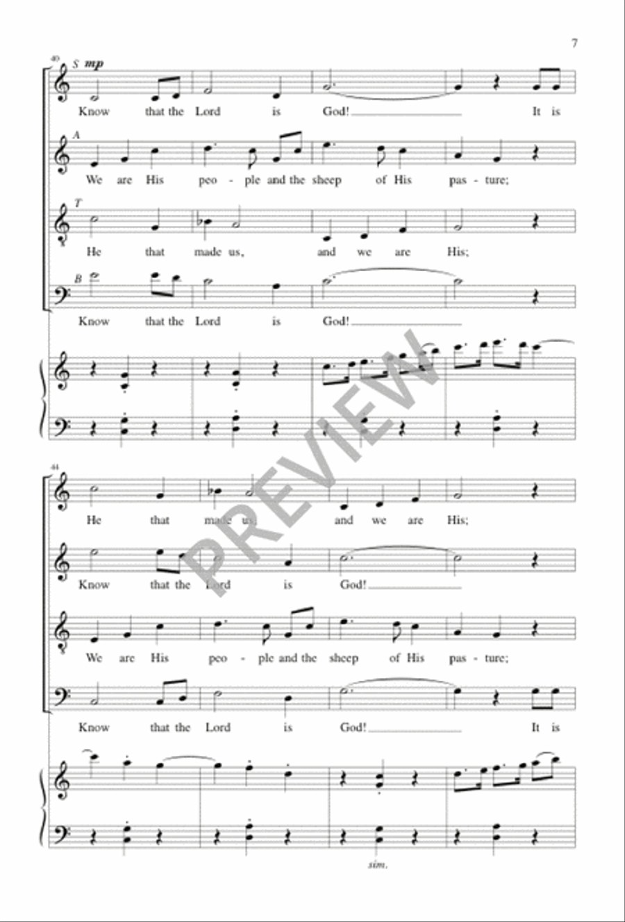 Know That the Lord Is God 4-Part scores gallery preview page 7