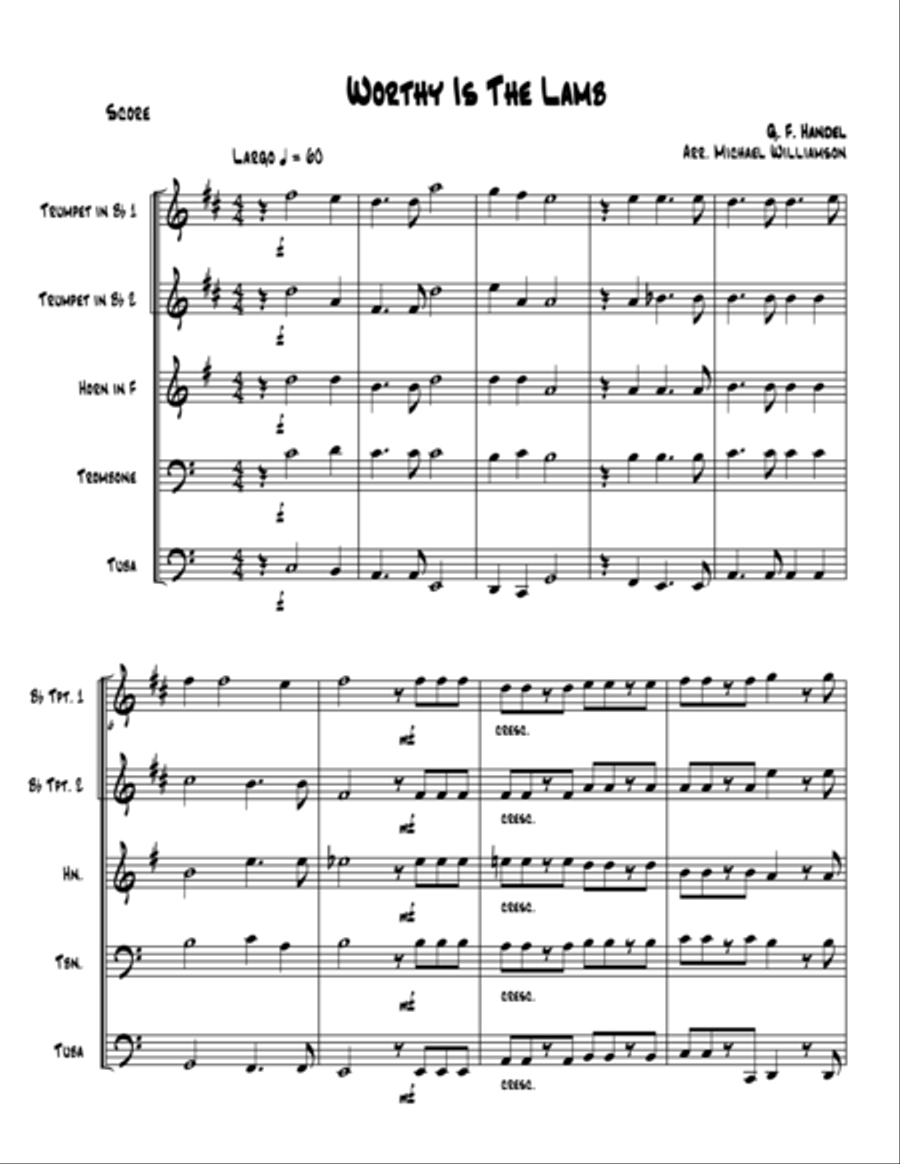 Worthy Is The Lamb Worthy Is The Lamb Brass Ensemble scores gallery preview page 1